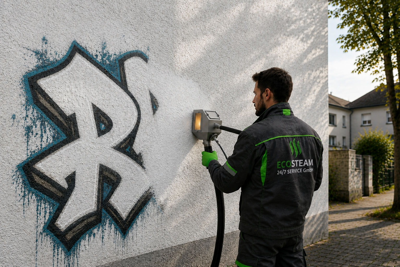 Graffitientfernung Putz Vakuumstrahlverfahren