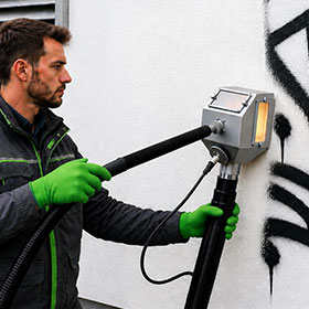 Graffitientfernung Putz Vakuumstrahlverfahren