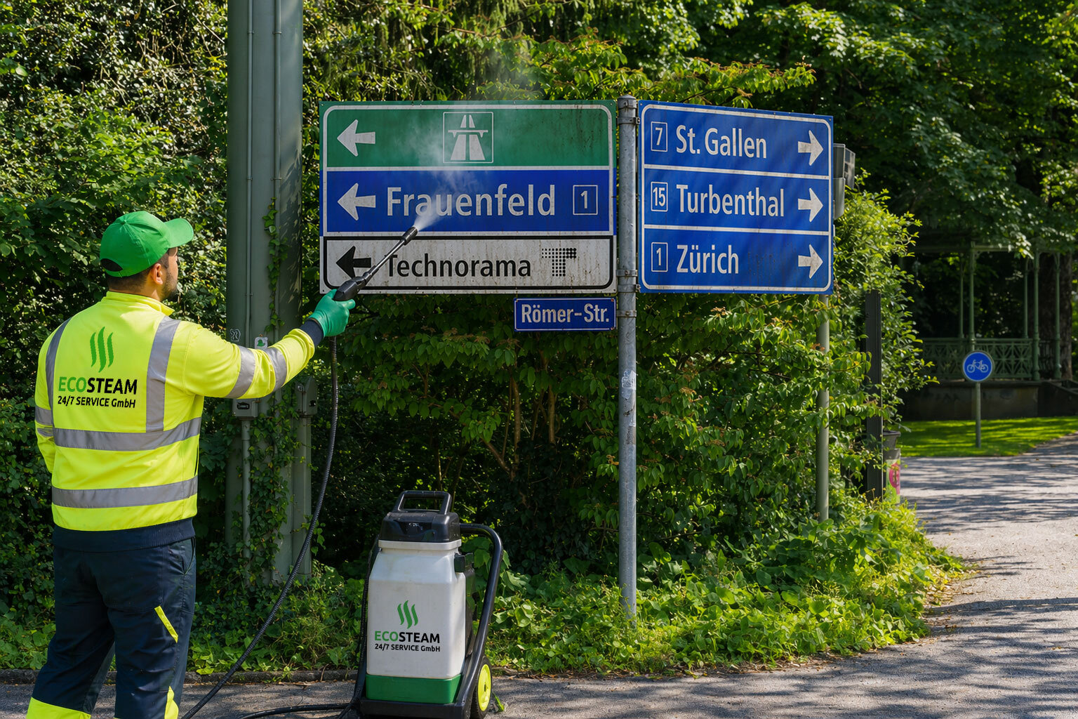 Verkehrsschildreinigung